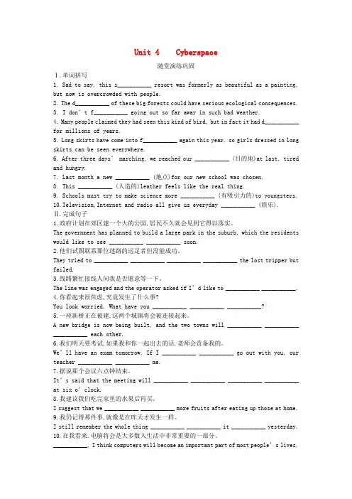 高中英语Unit4Cyberspace单元同步质检北师大版必修2