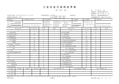 工业企业污染排放季表