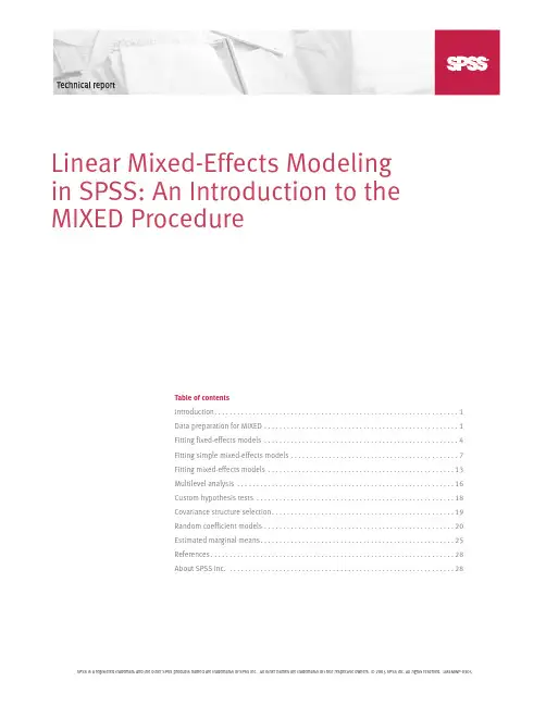 Linear Mixed Effects Modeling in SPSS