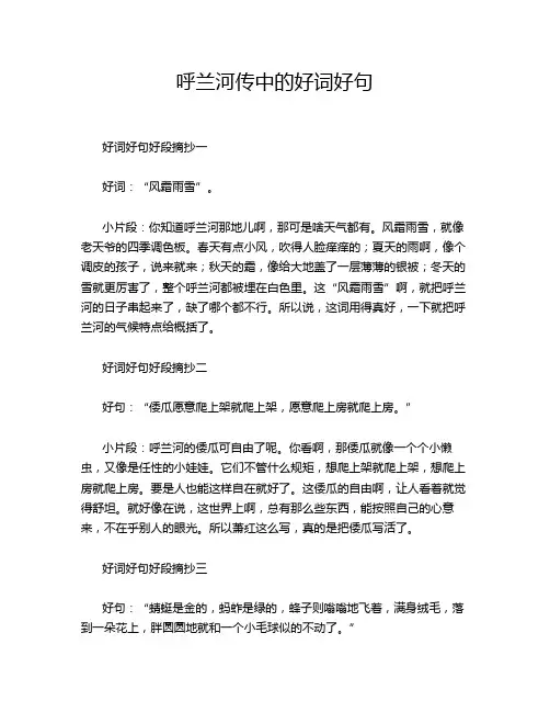 呼兰河传中的好词好句