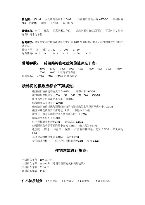 各类建筑设计常用尺寸