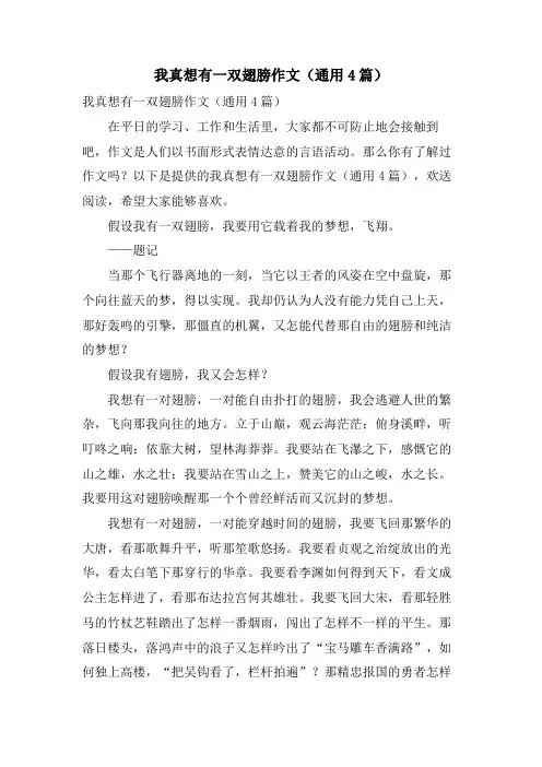 我真想有一双翅膀作文(通用4篇)