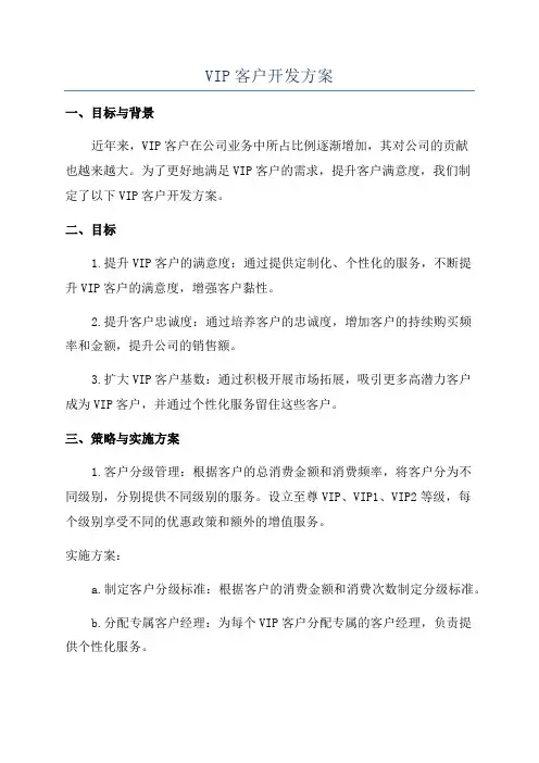 VIP客户开发方案