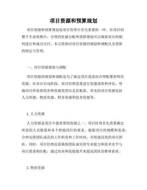 项目资源和预算规划