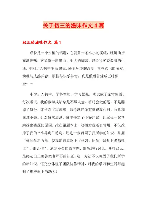 关于初三的滋味作文4篇