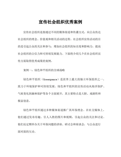 宣传社会组织优秀案例