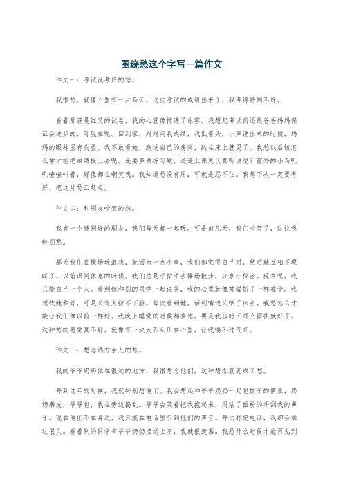 围绕愁这个字写一篇作文