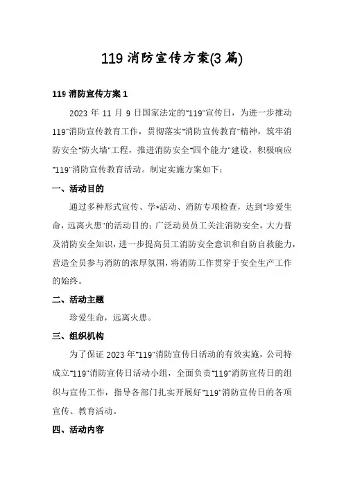 119消防宣传方案(3篇)