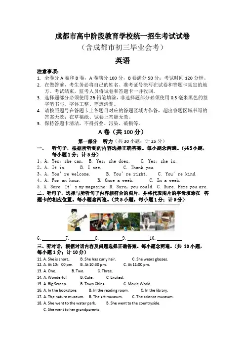 20.四川省成都市中考英语试题(word版含图片解析)