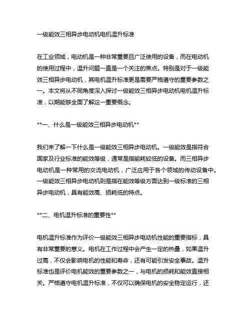 一级能效三相异步电动机电机温升标准