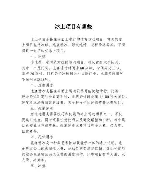 冰上项目有哪些