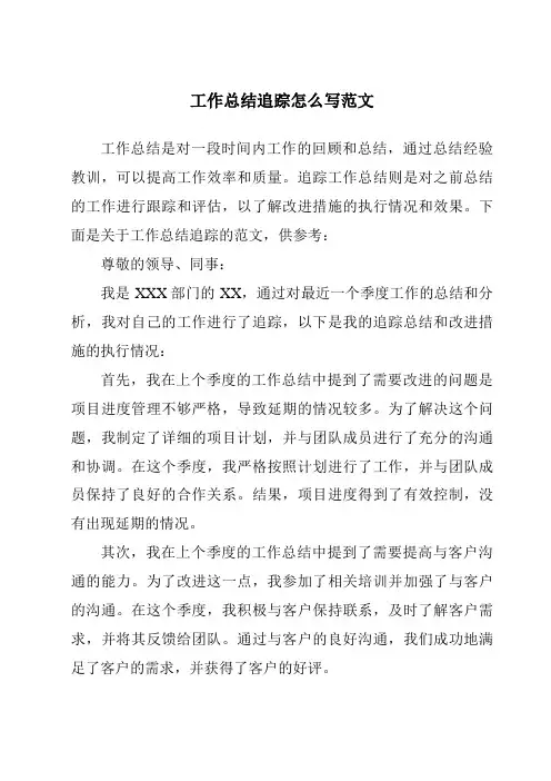 工作总结追踪怎么写范文