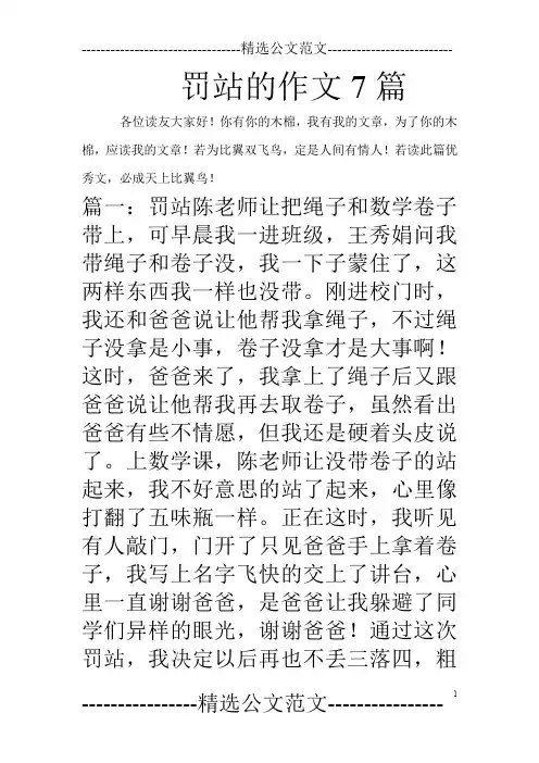 罚站的作文7篇