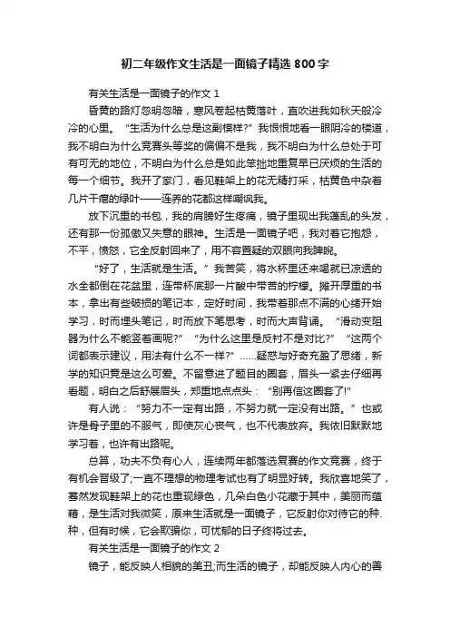 初二年级作文生活是一面镜子精选800字