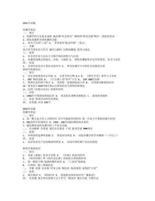 中国传媒大学新闻学考研试题