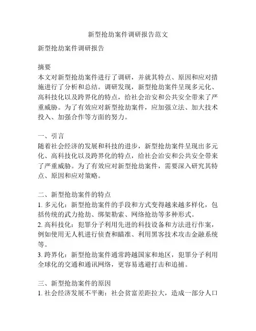 新型抢劫案件调研报告范文
