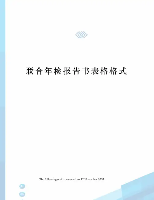 联合年检报告书表格格式