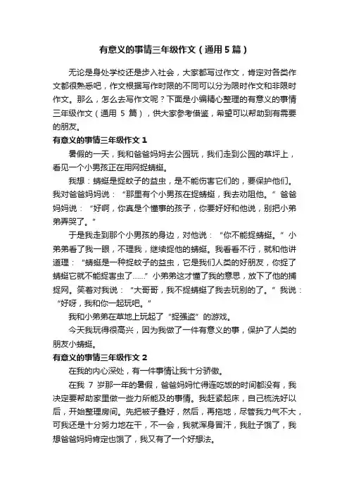有意义的事情三年级作文（通用5篇）