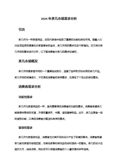 2024年茶几市场需求分析