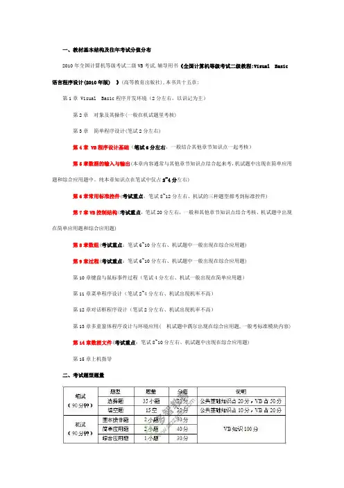全国计算机二级VB考试要求