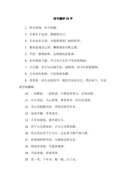 佳句摘抄20字