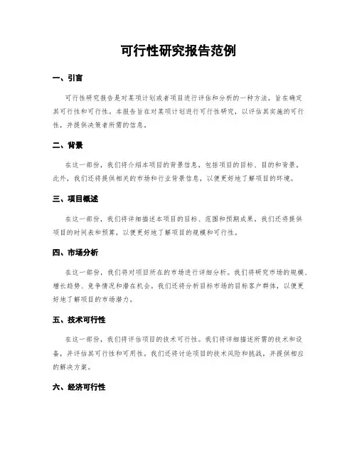 可行性研究报告范例
