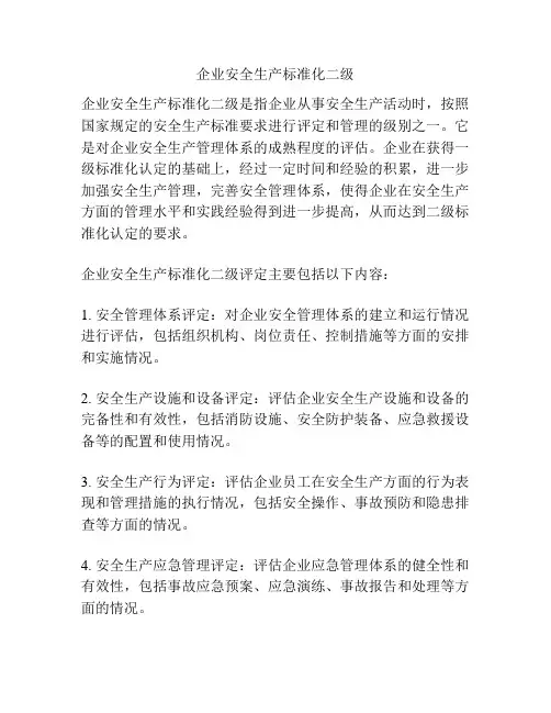 企业安全生产标准化二级