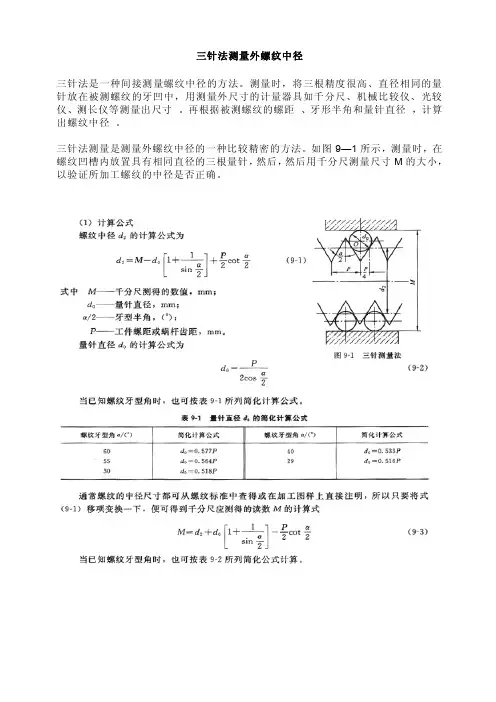 三针法测量外螺纹中径