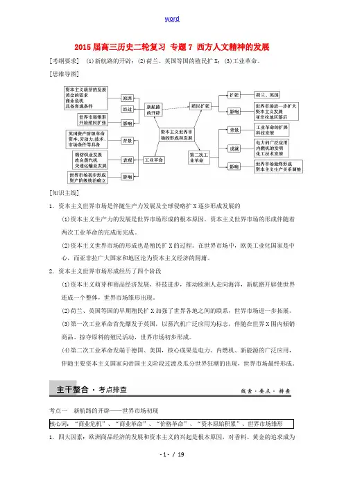 2015届高三历史二轮复习 专题6 资本主义世界市场的形成与发展 