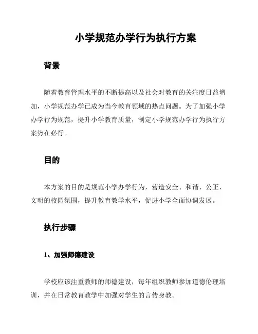 小学规范办学行为执行方案