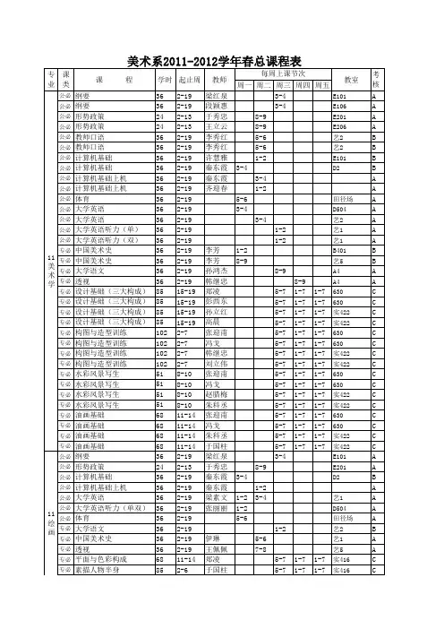 美术系2011-2012下教学表模