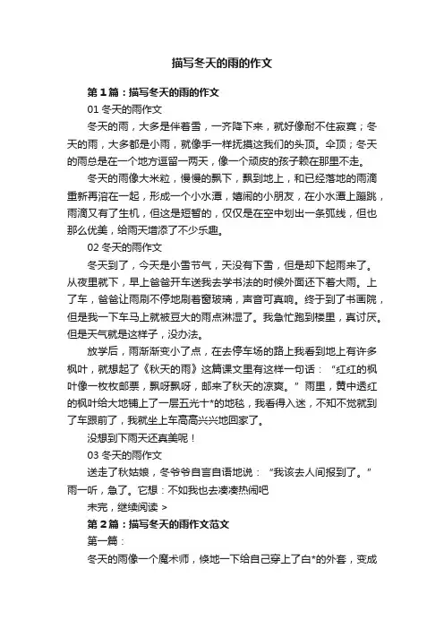 描写冬天的雨的作文