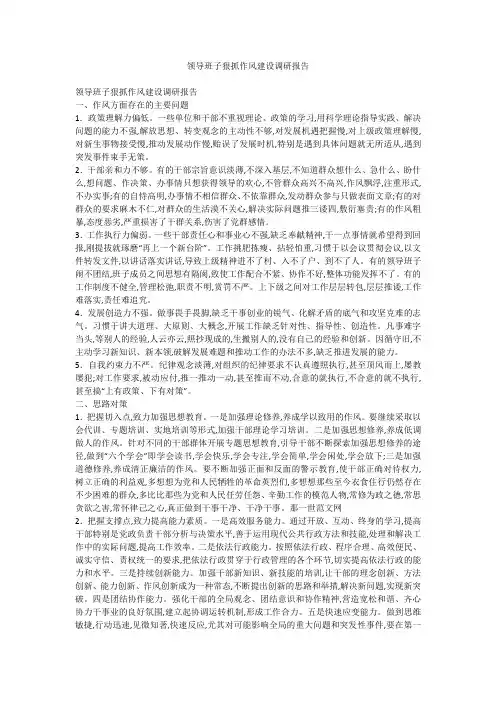 领导班子狠抓作风建设调研报告