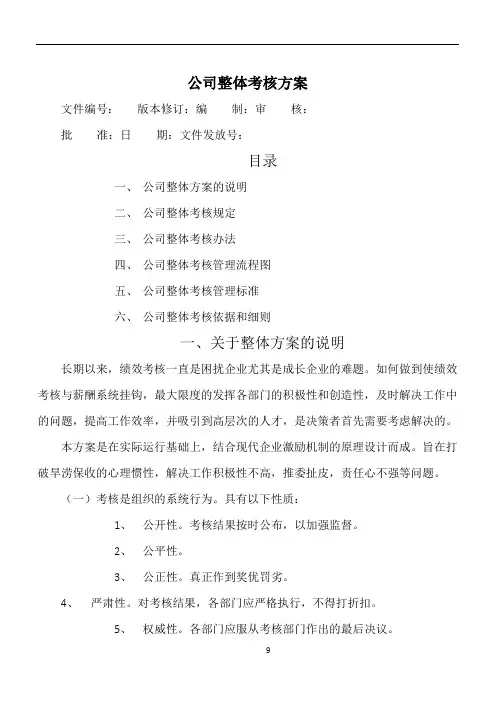 公司整体目标绩效管理方案(全套)