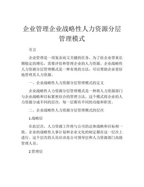 企业管理企业战略性人力资源分层管理模式