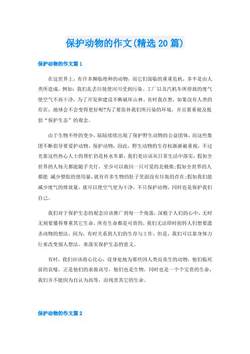 保护动物的作文(精选20篇)