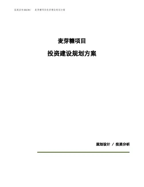 麦芽糖项目投资建设规划方案(模板)