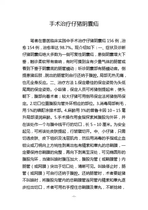手术治疗仔猪阴囊疝