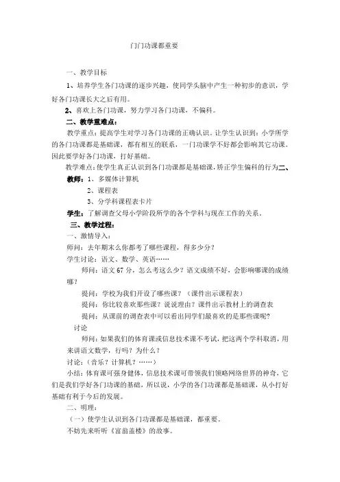 门门功课都重要