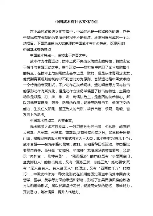 中国武术有什么文化特点