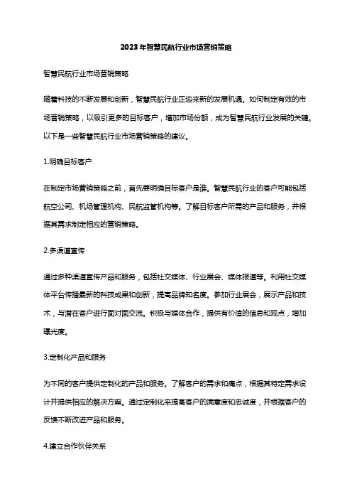 2023年智慧民航行业市场营销策略