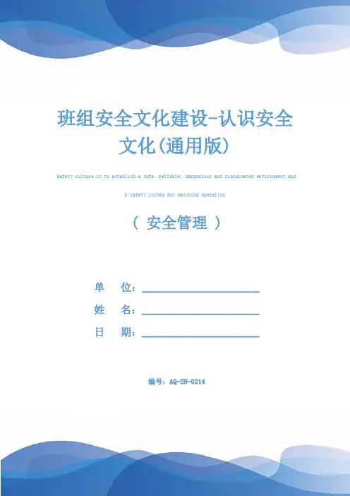 班组安全文化建设-认识安全文化(通用版)
