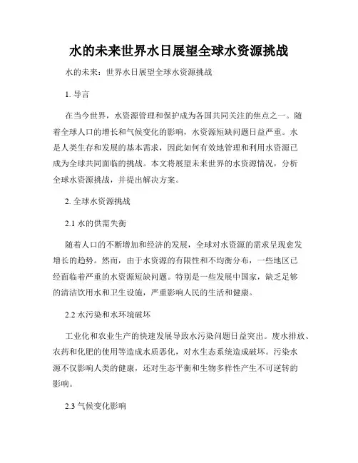 水的未来世界水日展望全球水资源挑战