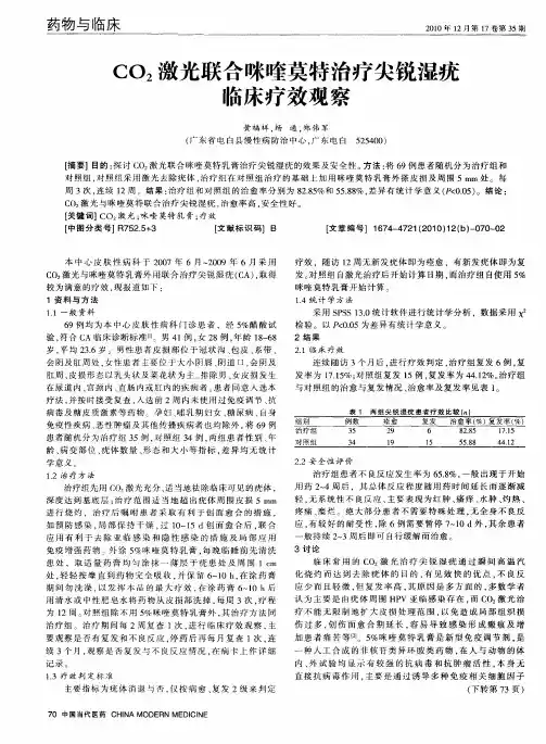 CO_2激光联合咪喹莫特治疗尖锐湿疣临床疗效观察