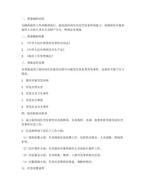 接待岗位应急预案模板范文