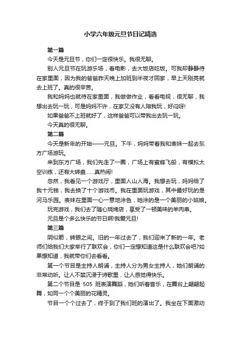 小学六年级元旦节日记精选