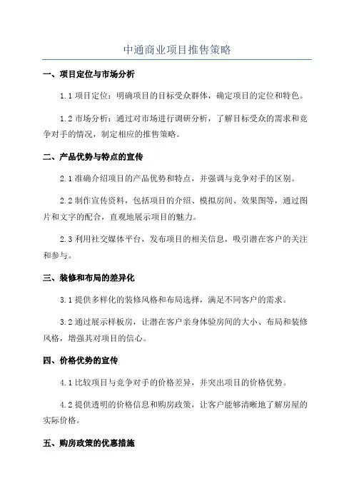 中通商业项目推售策略