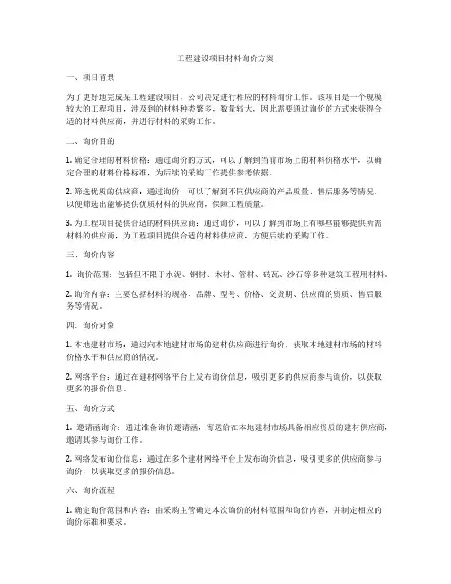 工程建设项目材料询价方案