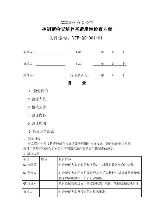 控制菌检查培养基适用性检查方案