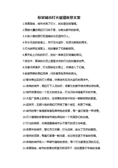 形容城市灯火璀璨夜景文案-概述说明以及解释
